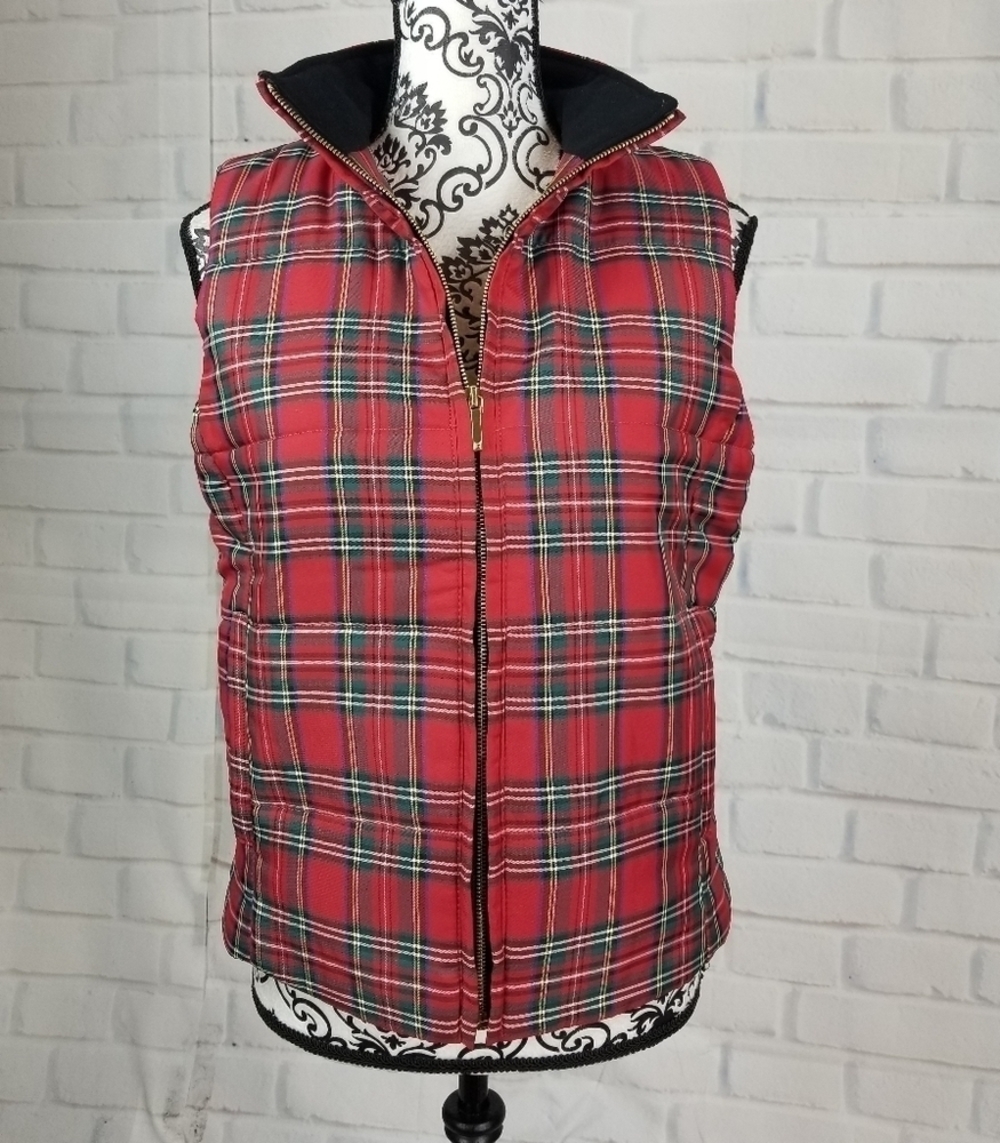Chaps size small zip front plaid print vest